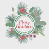 Winter Greenery Wreath Merry Kerstmis Sticker (Voorkant)