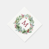 Winter Greenery Wreath Monogram Paper Servet (Hoek)