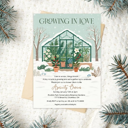 Winter Greenhouse Baby Shower Invitation