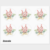 Winter Greens Red Berries kerstfeestdag Ronde Sticker (Vel)