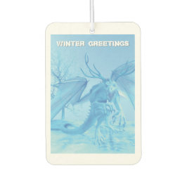 Winter Greetings. Ice dragon with antlers Luchtverfrisser