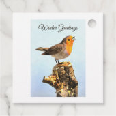 Winter Greetings. Robin singing  Bedankjes Labels (Achterkant)