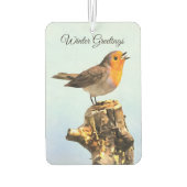 Winter Greetings. Robin singing  Luchtverfrisser (Achterkant)