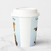 Winter Greetings. Robin singing  Papieren Bekers (Links)