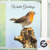 Winter Greetings. Robin singing  Raamsticker (Huis)