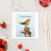 Winter Greetings. Robin singing  Servet (Insitu)