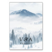 Winter Grijze Bergen Bruiloft Kaart (Achterkant)