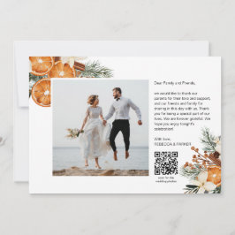 Winter groen bruiloft dank u foto Qr scan Bedankkaart