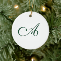 Winter Groen Elegant Script Monogram Kerst
