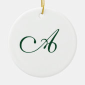 Winter Groen Elegant Script Monogram Kerst Keramisch Ornament (Voorkant)