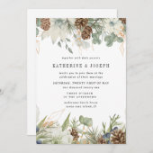 Winter groen gouden elegante bruiloft uitnodigen kaart (Voorkant / Achterkant)
