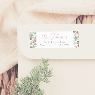Winter groen Holly & dennenschrift familienaam Etiket