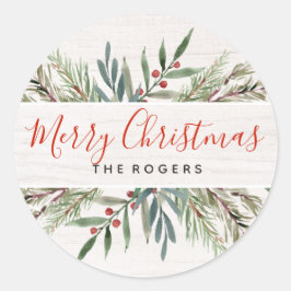 Winter groen kerstlabel ronde sticker