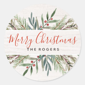 Winter groen kerstlabel ronde sticker