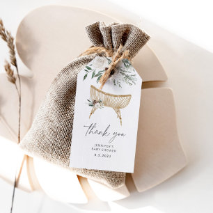Winter groenblijvende babyshower bedank kaartjes cadeaulabel