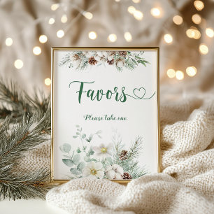 Winter groenblijvende elegante gunsten nemen een t poster