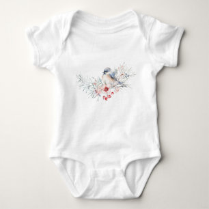Winter groenblijvende vogel baby shower romper