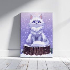 Winter Guardian : Snowy Arctic Fox Canvas Afdruk