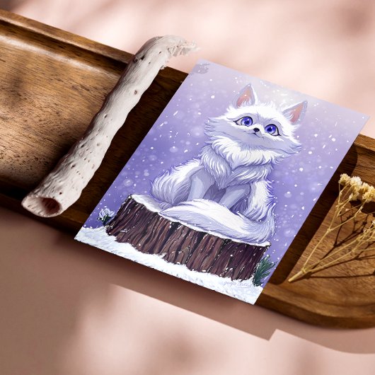 Winter Guardian : Snowy Arctic Fox Foto Afdruk