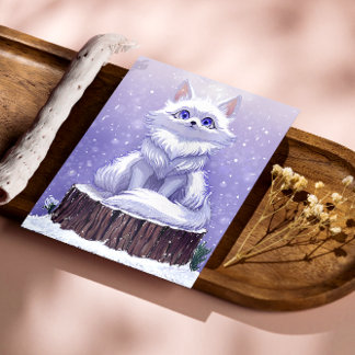 Winter Guardian : Snowy Arctic Fox Glossy Poster