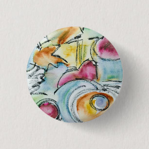 Winter-Handgeschilderde Abstracte Aquarel Ronde Button 3,2 Cm
