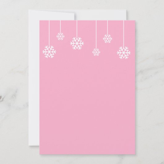Winter Hanging Snowflakes Pink Party Invitation Kaart (Achterkant)