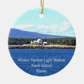 Winter Harbour Lighthouse Round Ornament (Voorkant)