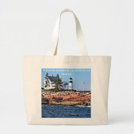 Winter Harbour-vuurtoren, Maine Grote Tote Bag