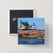 Winter Harbour-vuurtoren, Maine Vierkante Button 5,1 Cm (Voorkant /achterkant)