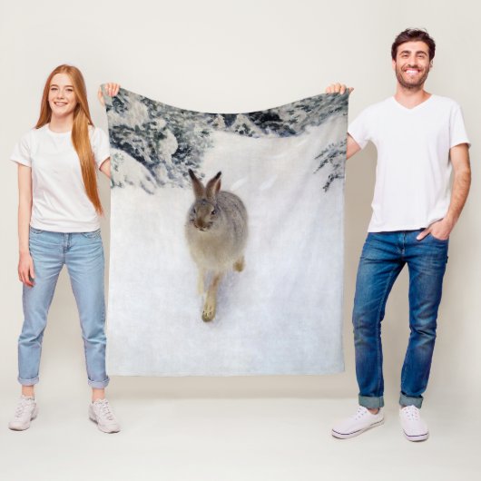 Winter Hare (Rabbit), Bruno Liljefors Fleece Deken (In situ)
