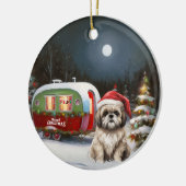 Winter Havanese Caravan Kerstavontuur Keramisch Ornament (Links)