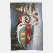 Winter Havanese Caravan Kerstavontuur Theedoek (Verticaal)
