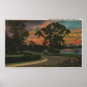 Winter Haven, Florida - Sunset Uitzicht of Lake Poster