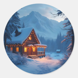 Winter Hearth – Klassieke ronde sticker voor een g