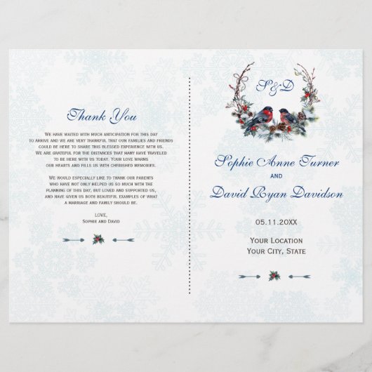 Winter Heilige Bessen Krans Trouwprogramma (Voorkant)