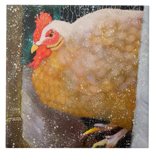 Winter Hen Ceramic Kitchen Tile Tegeltje (Voorkant)