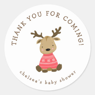 Winter Herten Baby shower gunst Ronde Sticker
