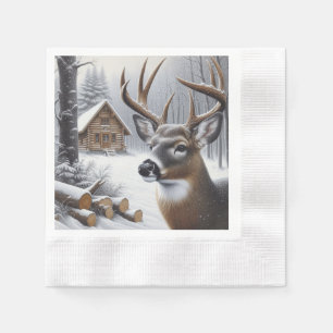 Winter herten/Bok kunst Servet