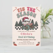 Winter Herten Vrachtwagen Kerstmis Verjaardagsfees Kaart (Staand voorkant)