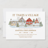 Winter Het Duurt een Dorp Baby Shower Kaart (Voorkant)