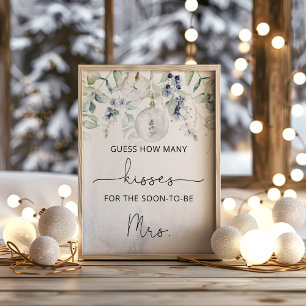Winter hoeveel kusjes bruidsfeest spel poster