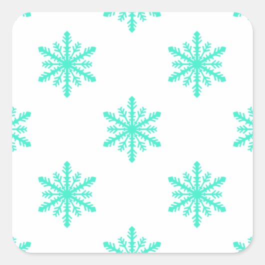 Winter Holiday Aqua Snowflake Vierkante Sticker (Voorkant)