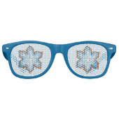 Winter Holiday Blue Hanukkah Kerstmis Snowflake Retro Zonnebril (Voorkant)