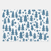 Winter Holiday Blue White Trees Pattern Gift Inpakpapier Vel (Voorkant 2)