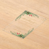 Winter Holiday Botanical Greenery Wedding Acryl Uitnodigingen (Laagn)