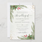 Winter Holiday Botanical Greenery Wedding Kaart (Voorkant)