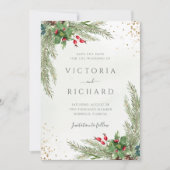 Winter Holiday Botanical Greenery Wedding Save The Date (Voorkant)