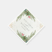 Winter Holiday Botanical Greenery Wedding Servet (Hoek)