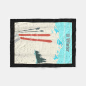 Winter Holiday Christmas Ski X-mas Skiing Skier Fleece Deken (Voorkant (Horizontaal))