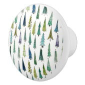 Winter Holiday Evergreen Trees Keramische Knop (Rechts)